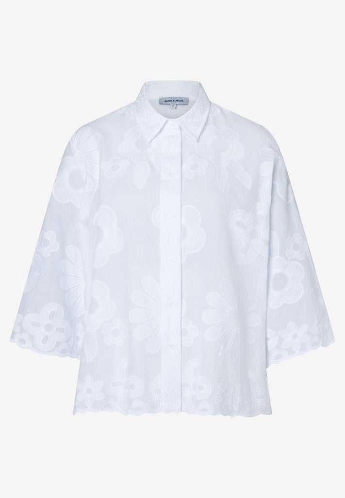 61032001 MORE&MORE - Flower Embroidery Blouse 0010 white