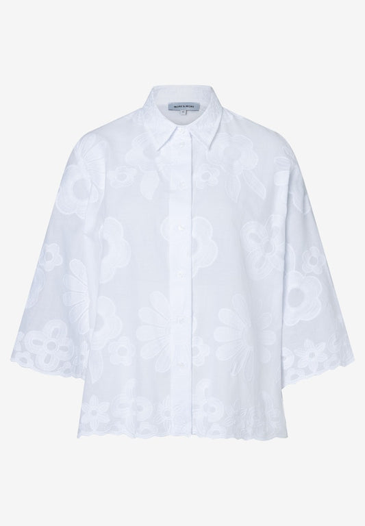 61032001 MORE&MORE - Flower Embroidery Blouse 0010 white