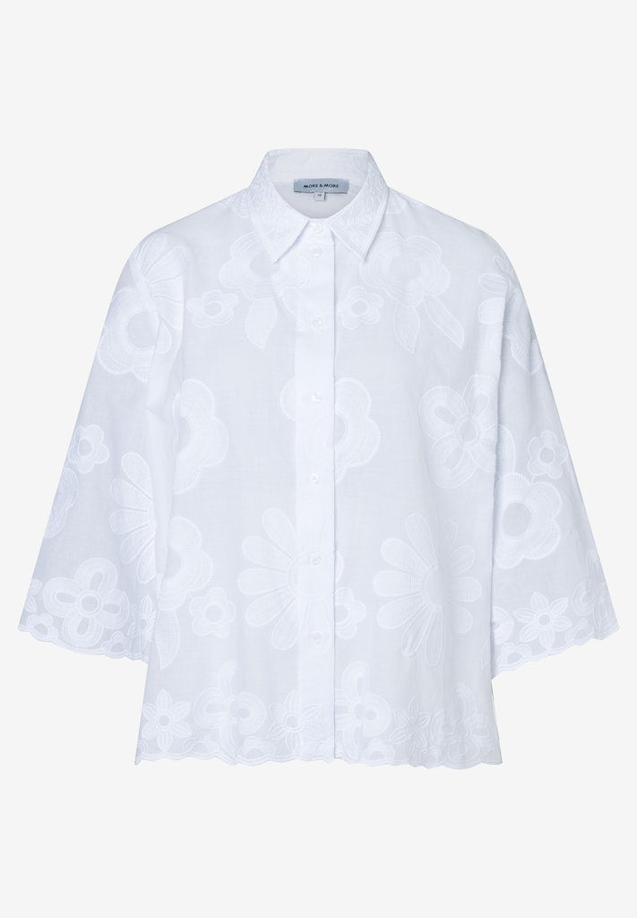 61032001 MORE&MORE - Flower Embroidery Blouse 0010 white
