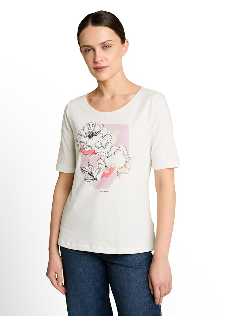 1050457 TOM TAILOR wmn - T-Shirt mit Print 10315 whisper white