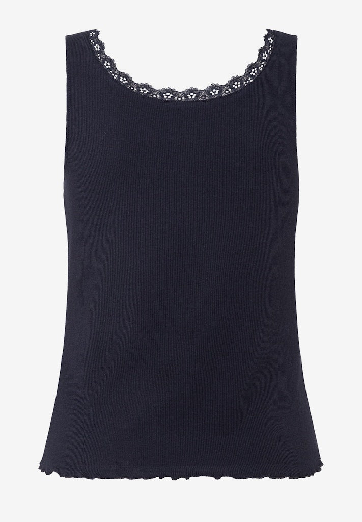 61820551 MORE&MORE - Ribbed Top with Lace Details 0375 navy