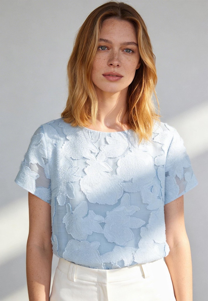 61242081 MORE&MORE - Jacquard Blouse 0351soft cloudblue