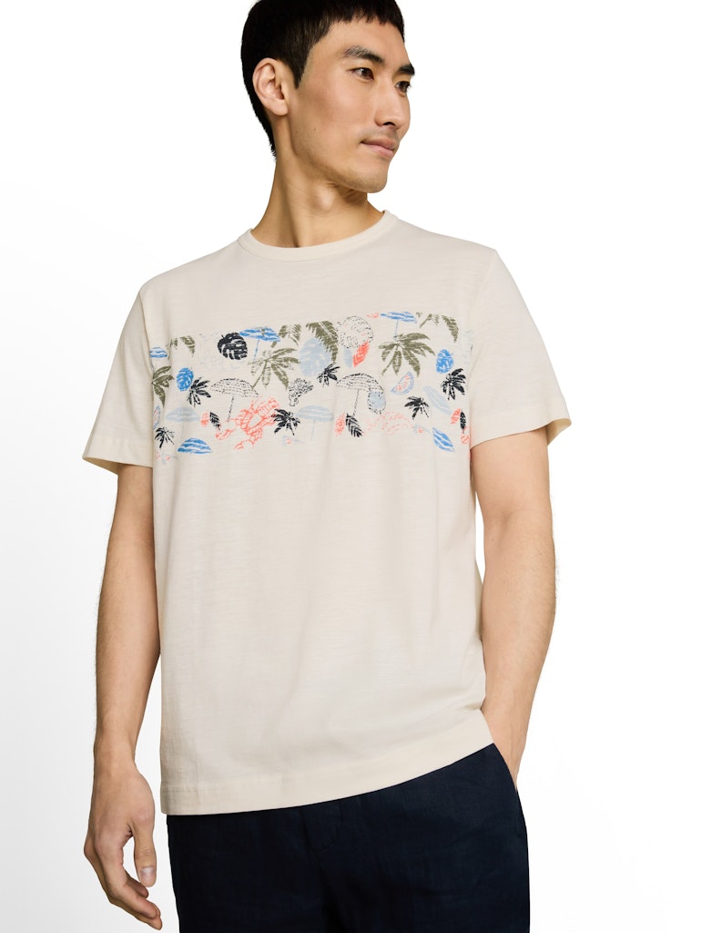 1051175 TOM TAILOR men - T-Shirt mit Print 10348 gardenia white