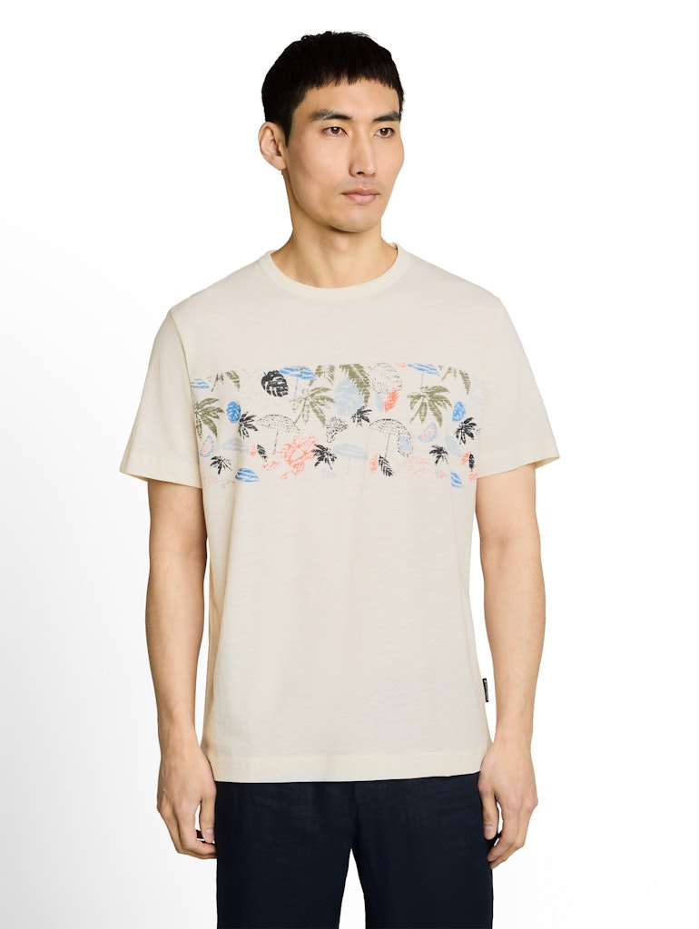 1051175 TOM TAILOR men - T-Shirt mit Print 10348 gardenia white
