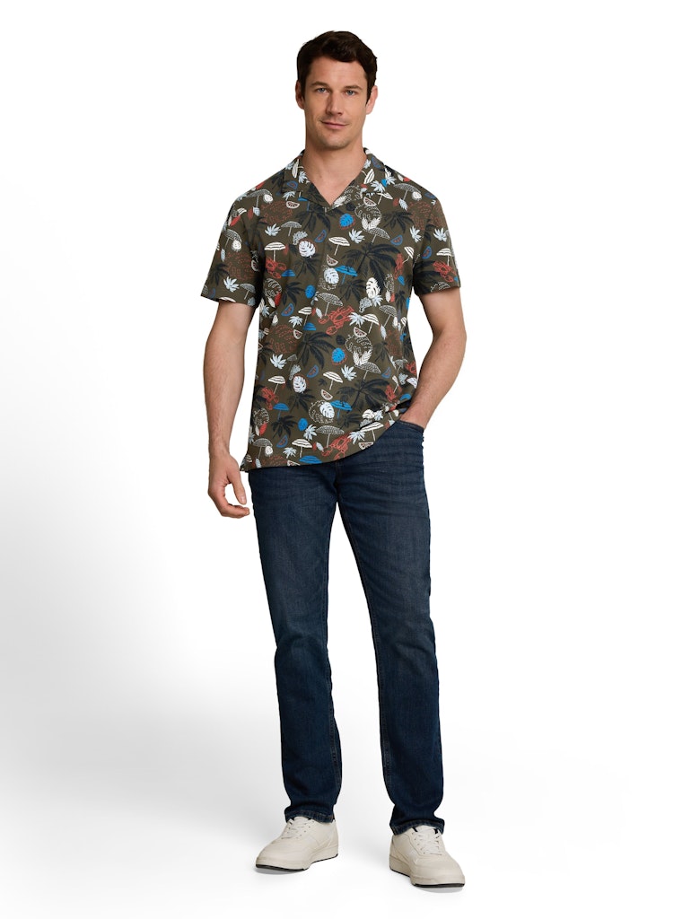 1051177 TOM TAILOR men - Piqué Poloshirt mit Allover-Print 40190 leaf green beach design