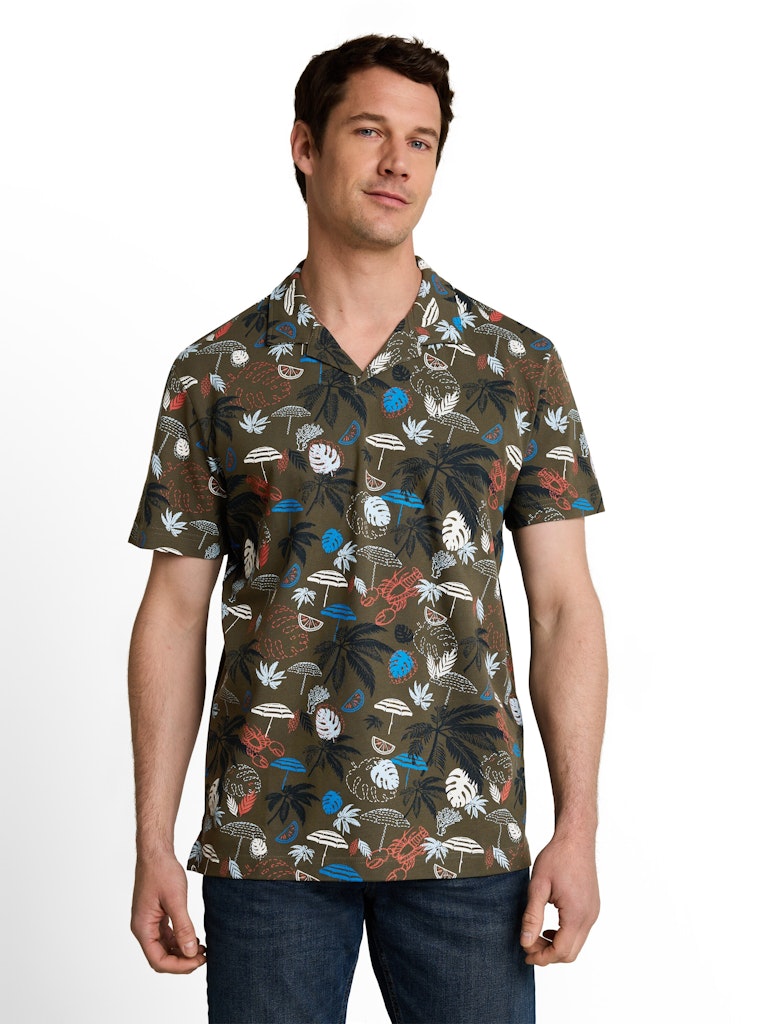 1051177 TOM TAILOR men - Piqué Poloshirt mit Allover-Print 40190 leaf green beach design