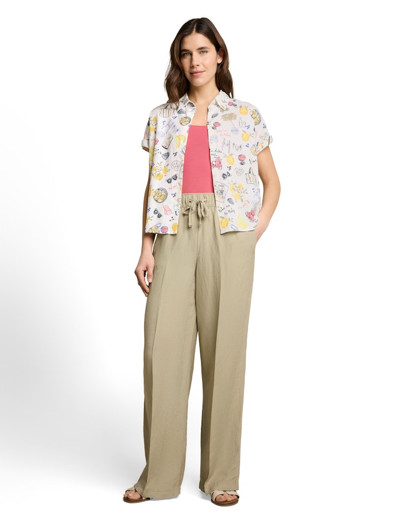 1049799 TOM TAILOR wmn - Loose Fit Bluse mit Leinenanteil 40332 summerly lemon print