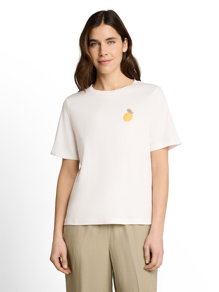 1051200 TOM TAILOR wmn - T-Shirt mit Häkel-Detail 10315 whisper white
