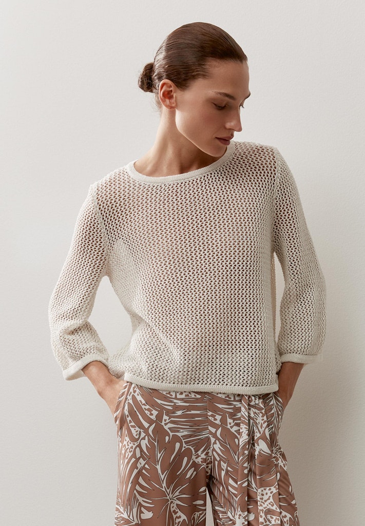 61041061 MORE&MORE - Ajour Pullover with Glitter-Effect 0052 soft vanilla