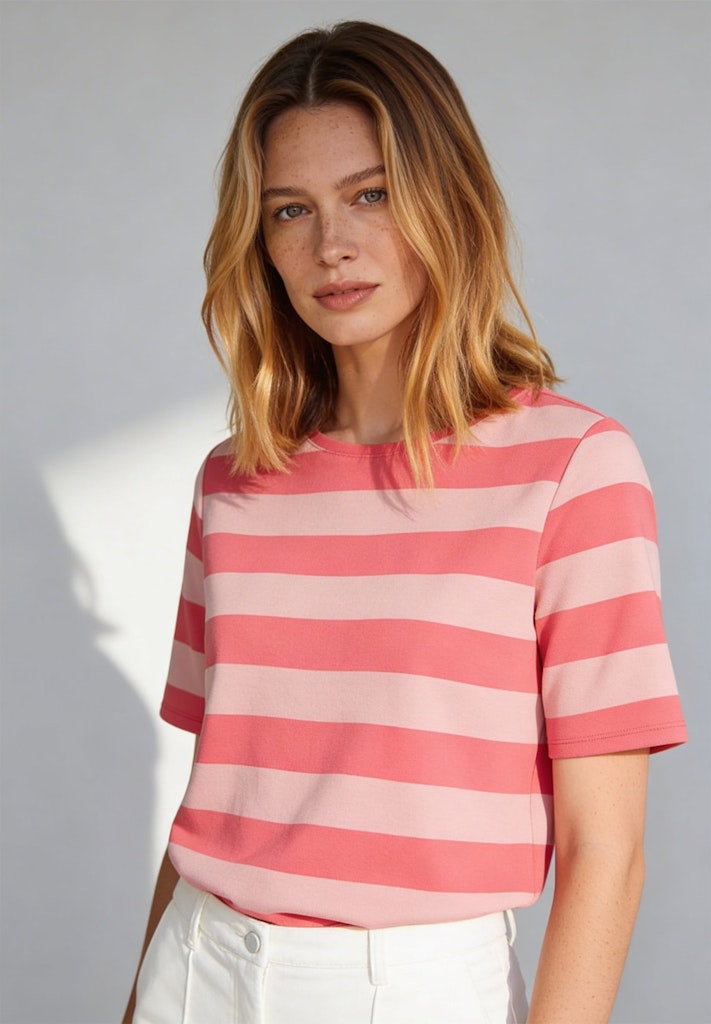 61040553 MORE&MORE - Boxy Shirt with Stripes 2865 faded rose