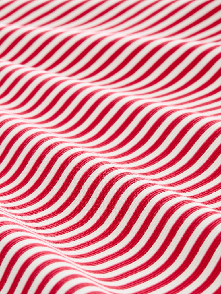 1045536 TOM TAILOR wmn - Longsleeve mit Kordelzug 40556 red offwhite regular stripe