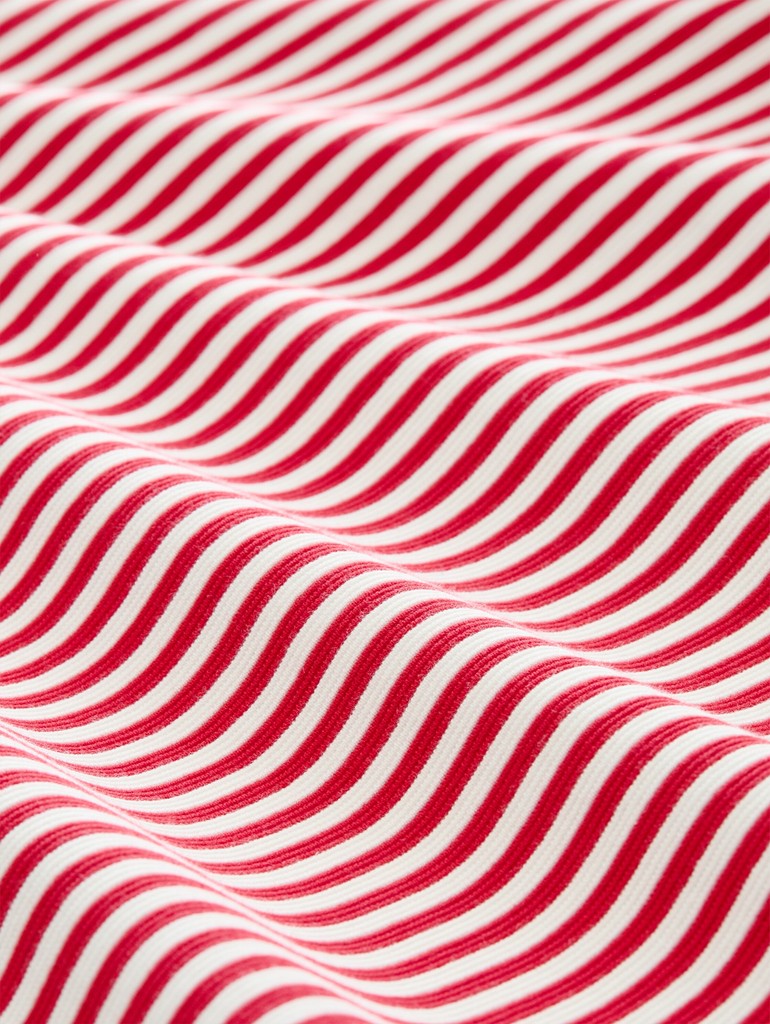 1045536 TOM TAILOR wmn - Longsleeve mit Kordelzug 40556 red offwhite regular stripe