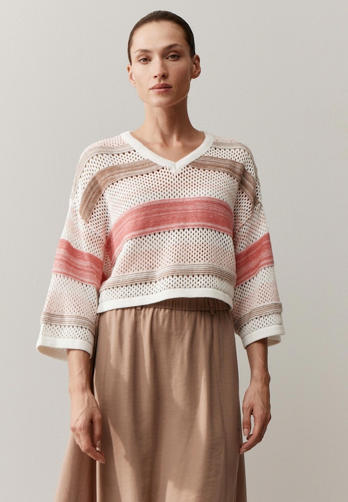 61041066 MORE&MORE - Croped Pullover with Stripes 4865 striped knit
