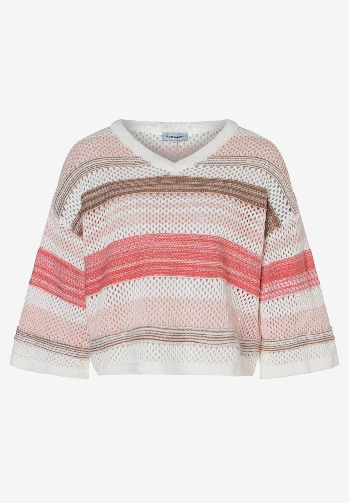 61041066 MORE&MORE - Croped Pullover with Stripes 4865 striped knit