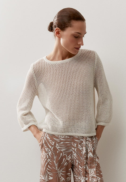 61041061 MORE&MORE - Ajour Pullover with Glitter-Effect 0052 soft vanilla