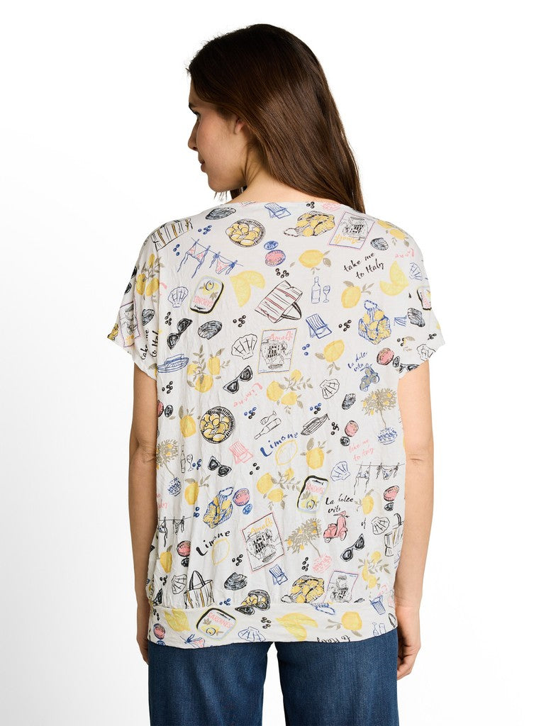 1051207 TOM TAILOR - Crinkle T-Shirt mit Muster 40332 summerly lemon print