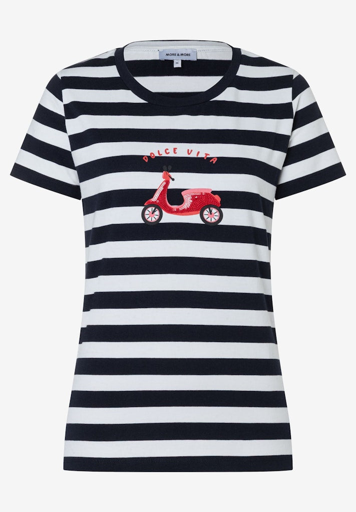 61820558 MORE&MORE - T-Shirt with Placement Print 2375 knitted stripe