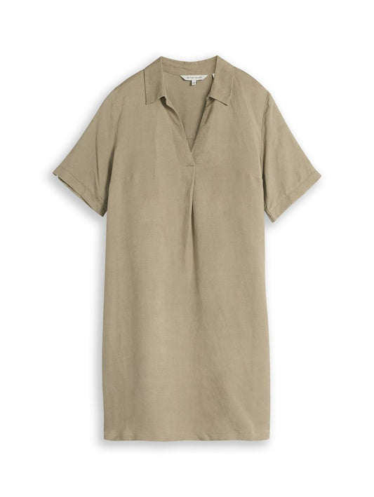 1051242 TOM TAILOR wmn - Kleid mit Polokragen und Leinenanteil 11863 silver olive