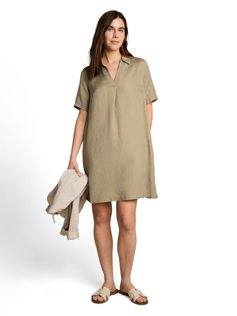 1051242 TOM TAILOR wmn - Kleid mit Polokragen und Leinenanteil 11863 silver olive