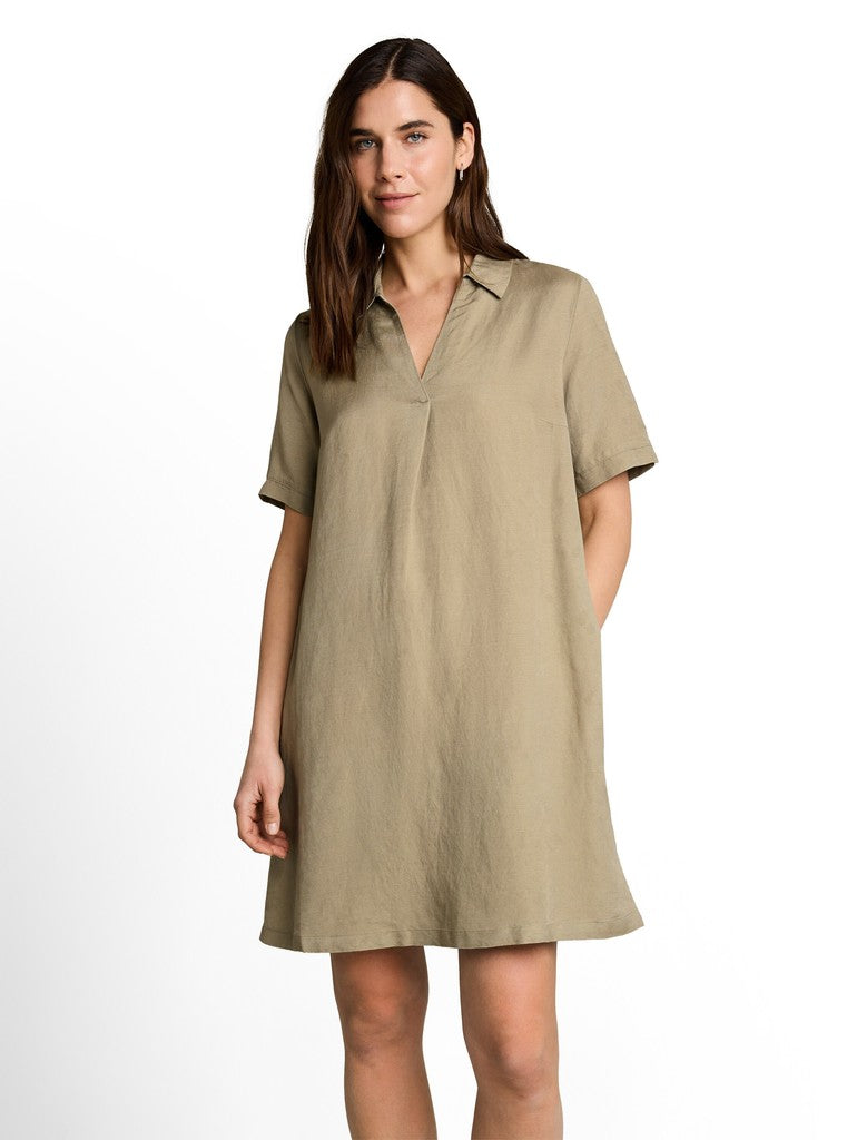 1051242 TOM TAILOR wmn - Kleid mit Polokragen und Leinenanteil 11863 silver olive