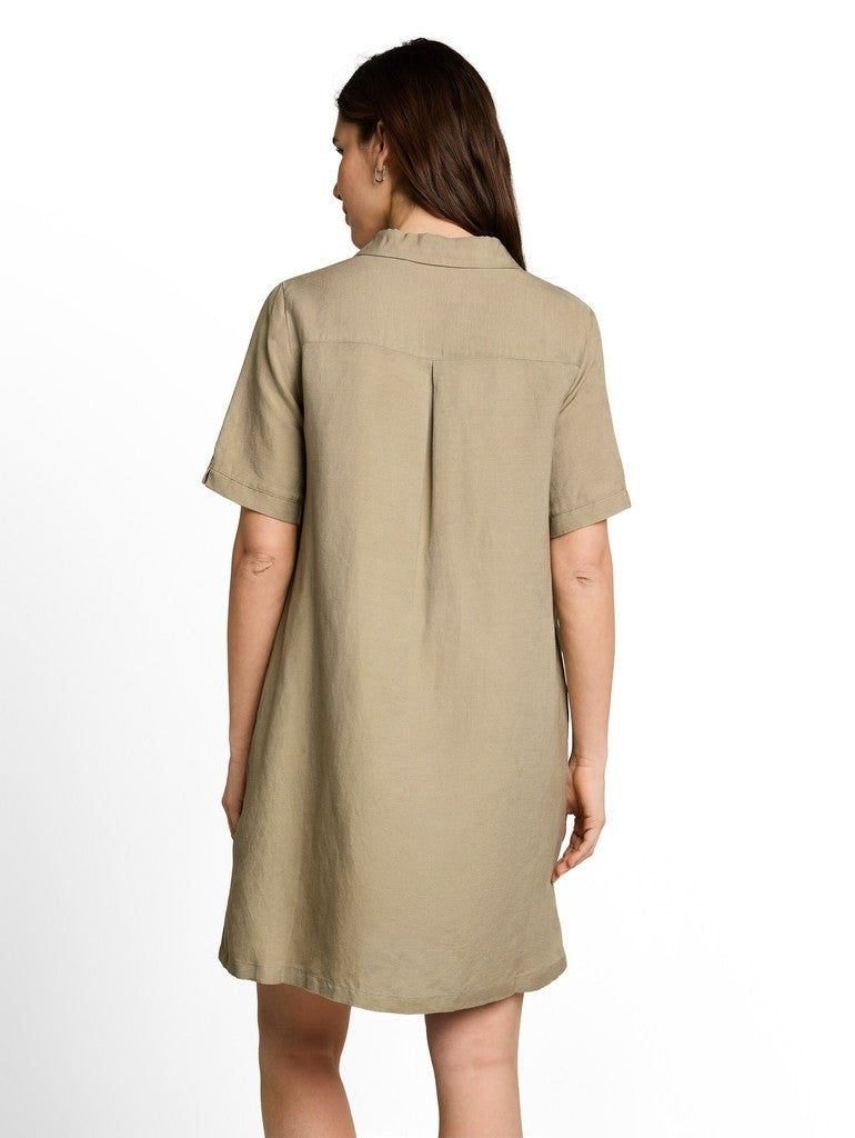 1051242 TOM TAILOR wmn - Kleid mit Polokragen und Leinenanteil 11863 silver olive