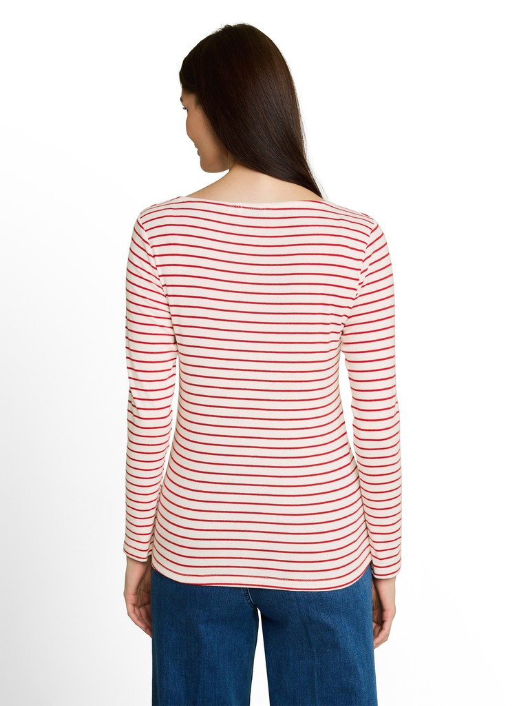 1051234 TOM TAILOR wmn - Longsleeve 40355 red offwhite stripe
