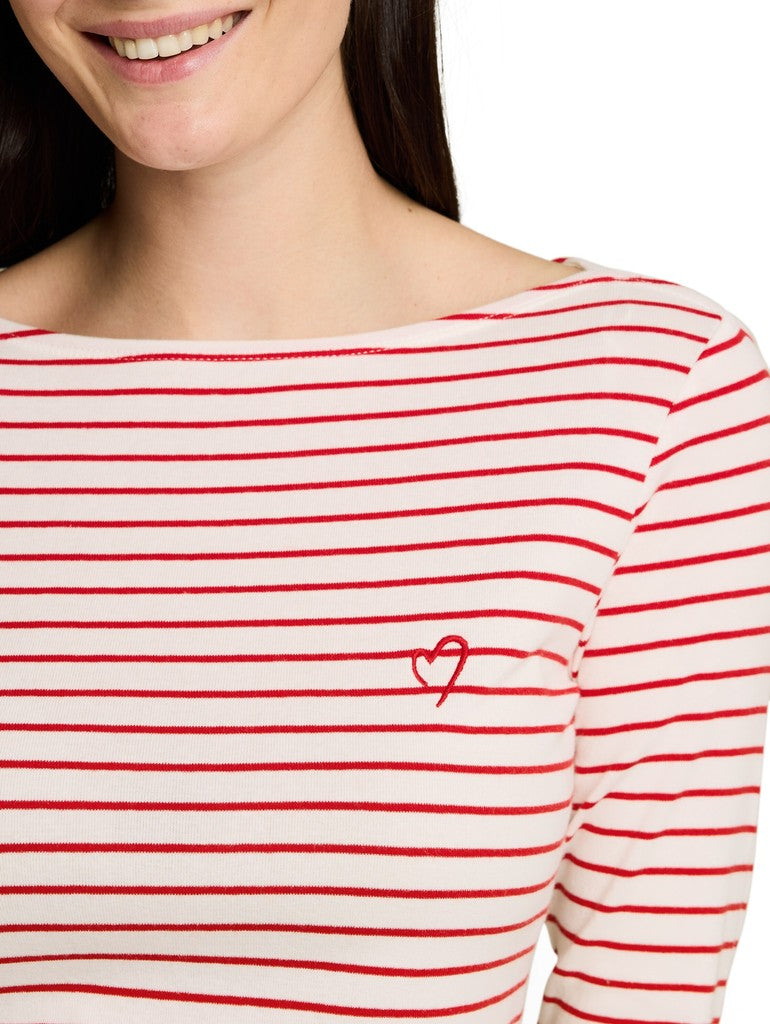 1051234 TOM TAILOR wmn - Longsleeve 40355 red offwhite stripe
