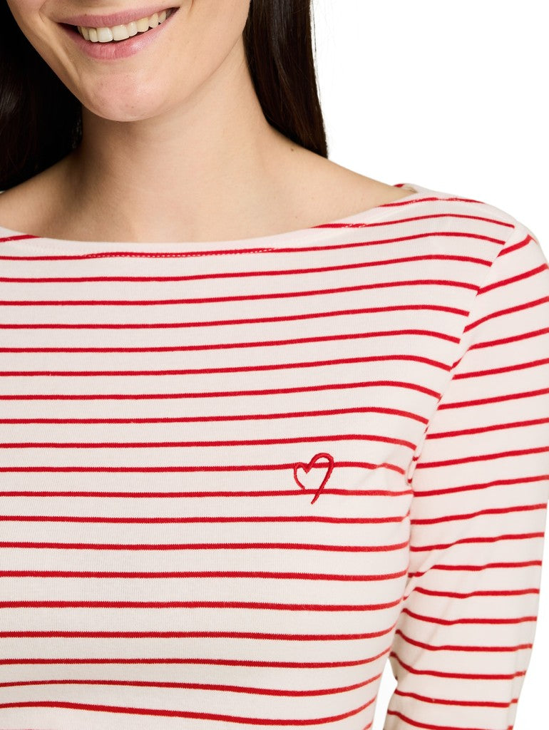 1051234 TOM TAILOR wmn - Longsleeve 40355 red offwhite stripe