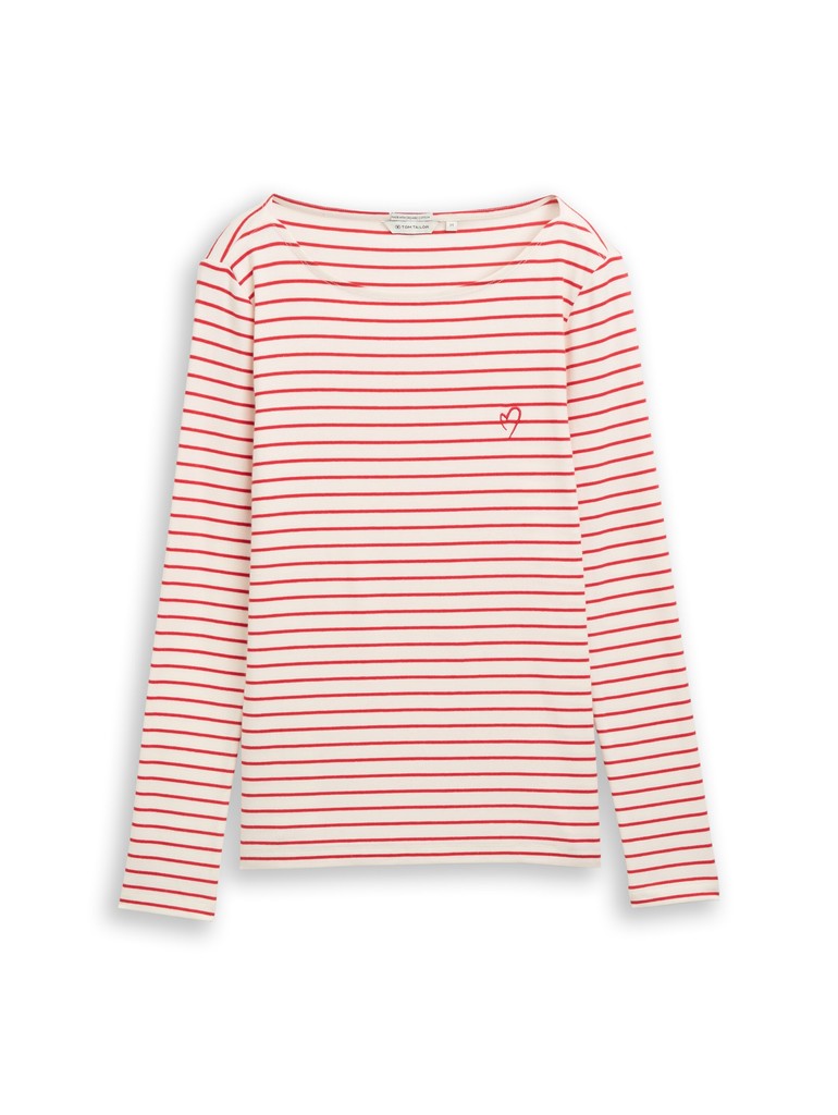 1051234 TOM TAILOR wmn - Longsleeve 40355 red offwhite stripe