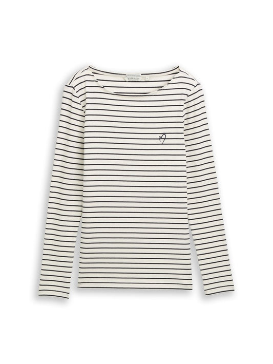 1051234 TOM TAILOR wmn - Longsleeve 40354 navy offwhite stripe