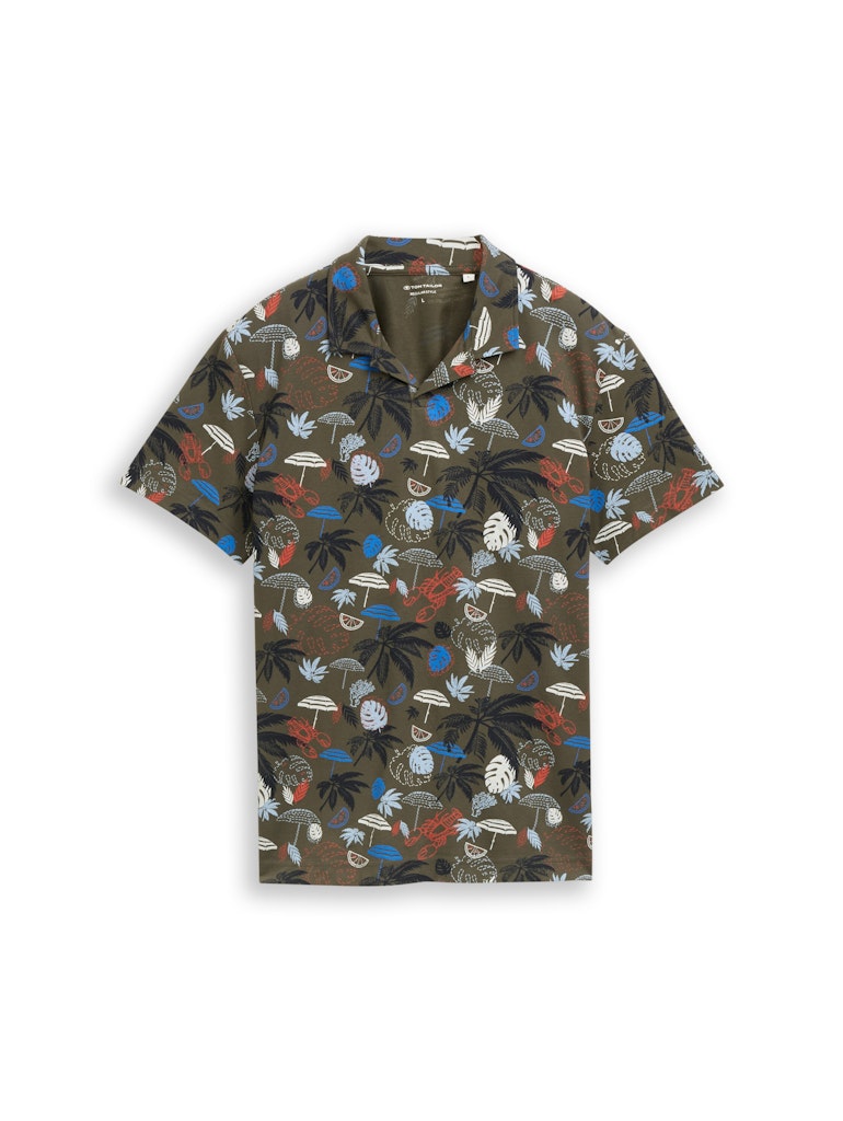 1051177 TOM TAILOR men - Piqué Poloshirt mit Allover-Print 40190 leaf green beach design
