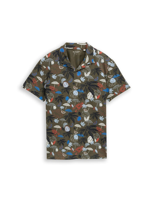 1051177 TOM TAILOR men - Piqué Poloshirt mit Allover-Print 40190 leaf green beach design