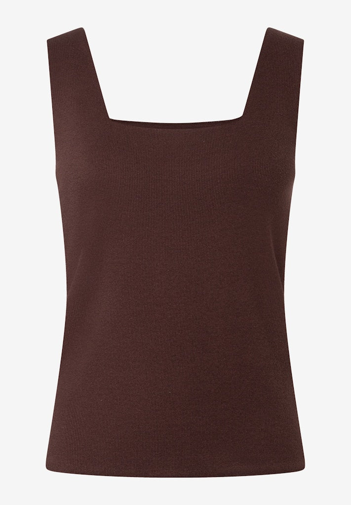 61050017 MORE&MORE - Top with Square-Neckline 0286 cool chocolate