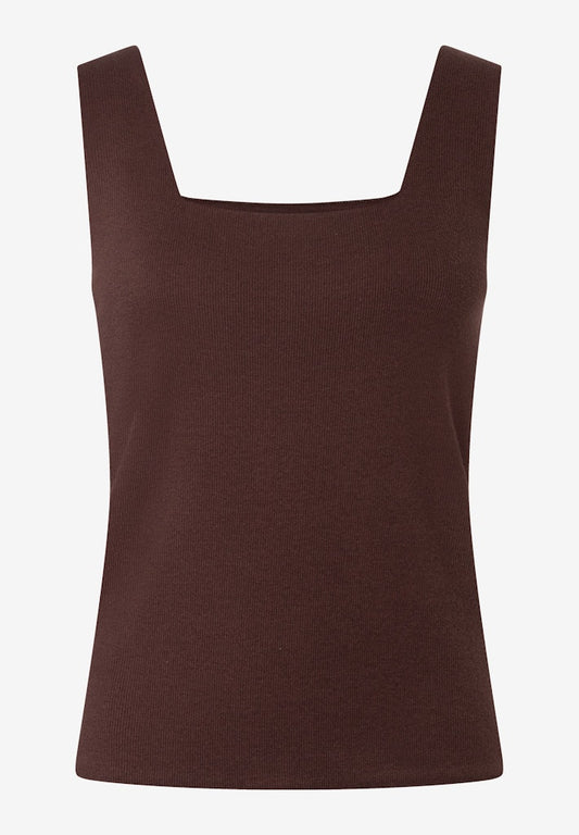 61050017 MORE&MORE - Top with Square-Neckline 0286 cool chocolate