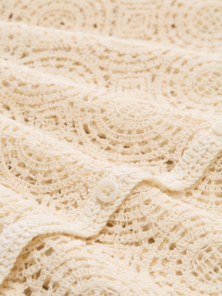 1051215 TOM TAILOR wmn - Crochet-Top mit Knopfleiste 10330 dove white