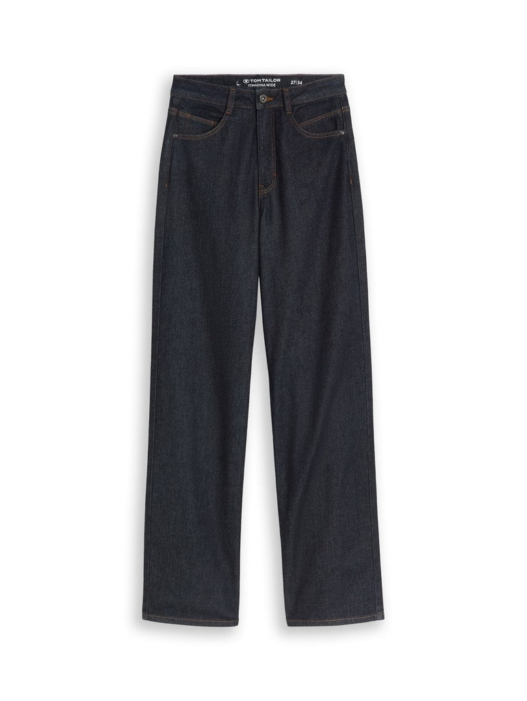 1047855 MADINA - TOM TAILOR wmn - high waist wide leg Jeans 10138 rinsed blue denim