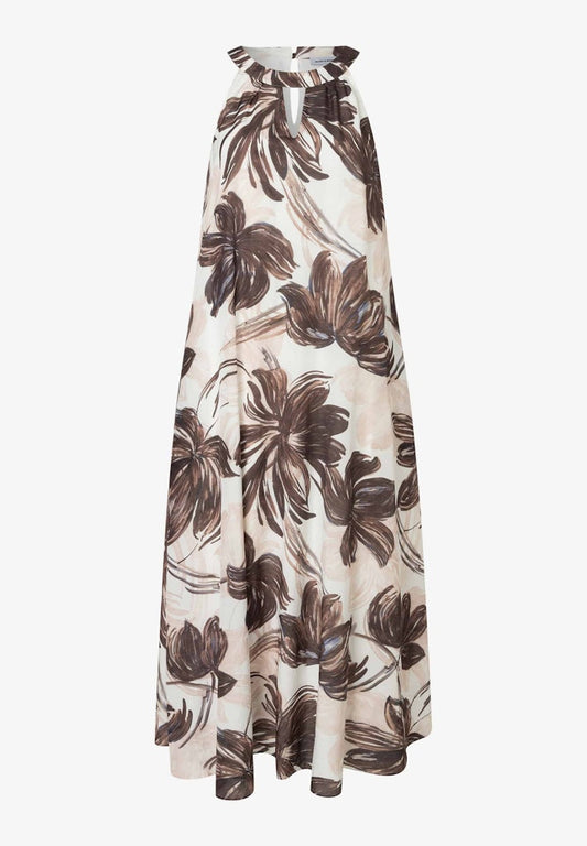 61053002 MORE&MORE - Voile Neckholder Dress 5286 brushstroke flower print