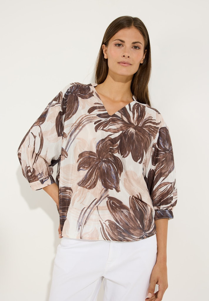 61052001 MORE&MORE - CO-Voile Print Bluse 5286 brushstroke flower print
