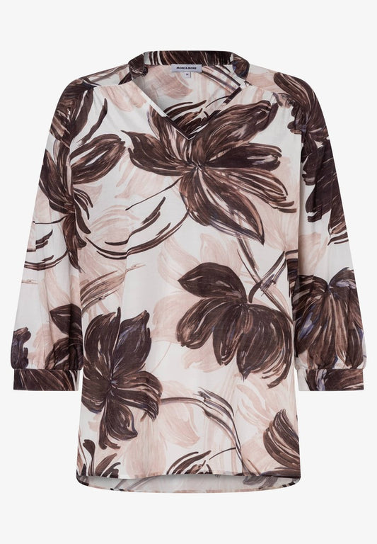 61052001 MORE&MORE - CO-Voile Print Bluse 5286 brushstroke flower print