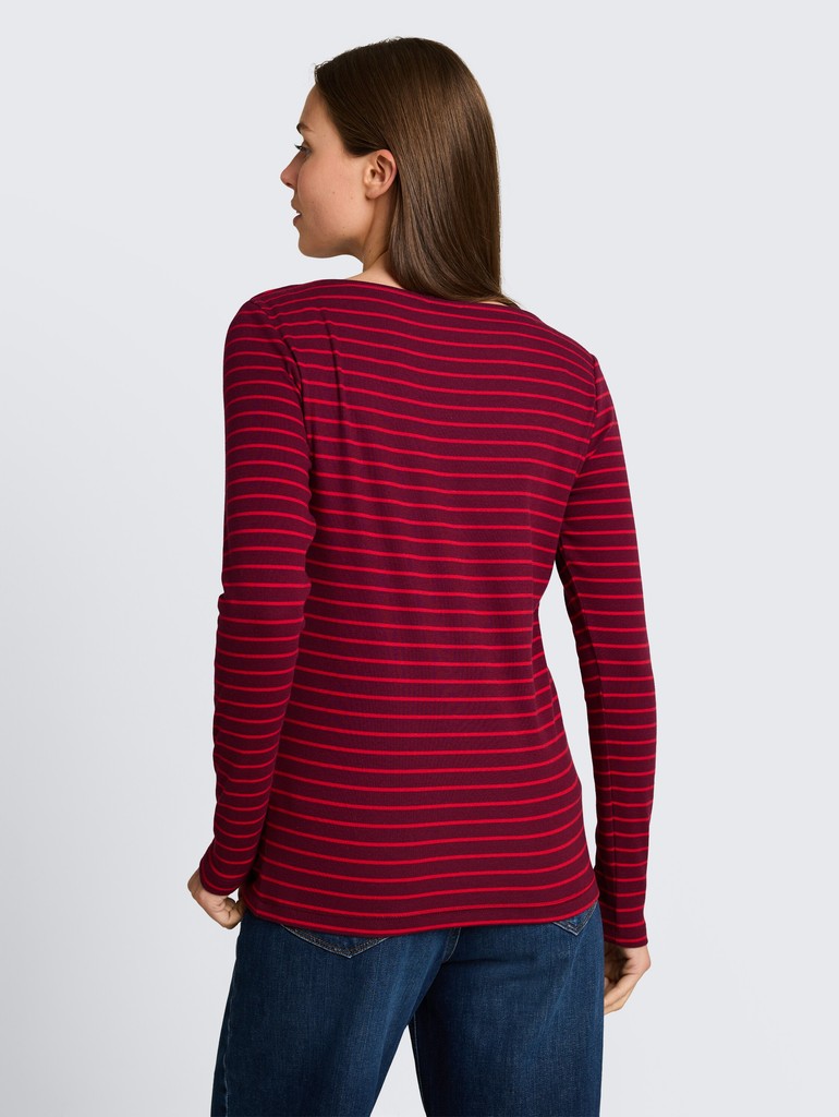 1051234 TOM TAILOR wmn - Longsleeve 40887 preppy plum red stripe