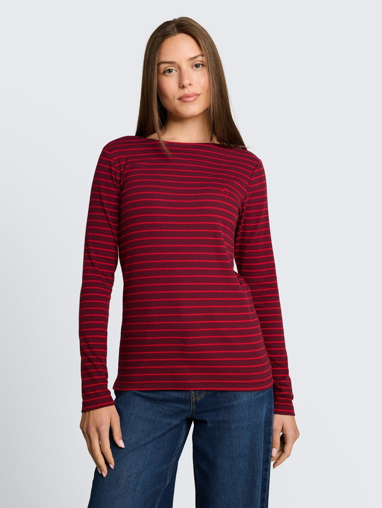 1051234 TOM TAILOR wmn - Longsleeve 40887 preppy plum red stripe