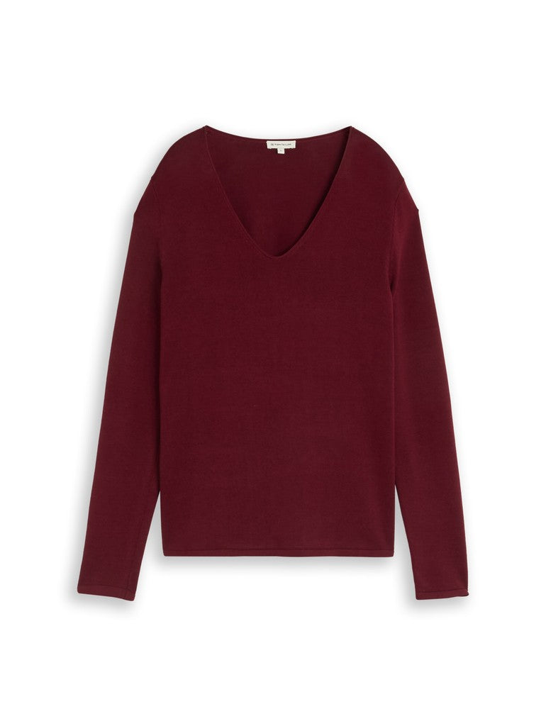 1012976 TOM TAILOR wmn - Strickpullover mit V-Ausschnitt 10342 preppy plum