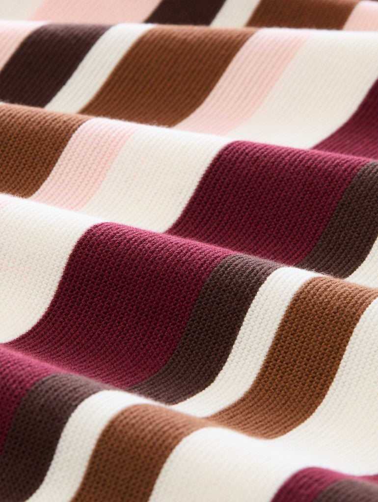 1052023 TOM TAILOR wmn - Strickpullover aus Baumwolle 41158 camel brown red stripe