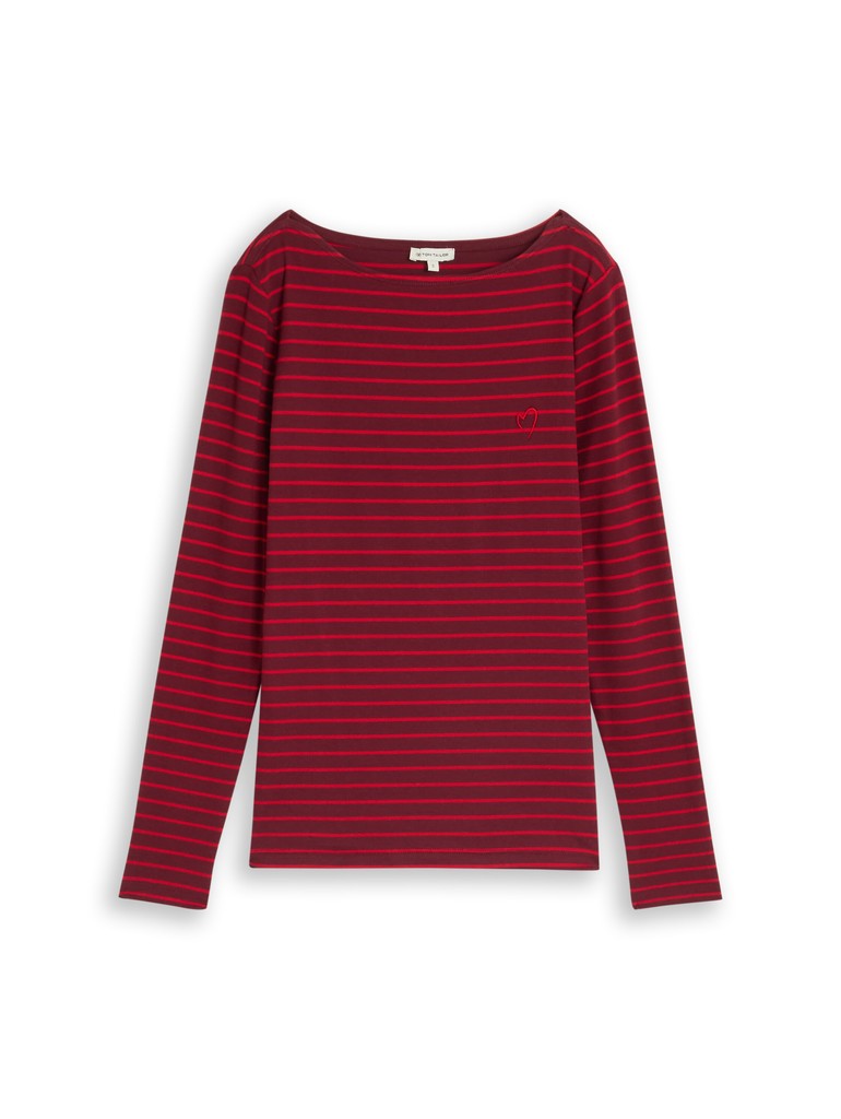 1051234 TOM TAILOR wmn - Longsleeve 40887 preppy plum red stripe