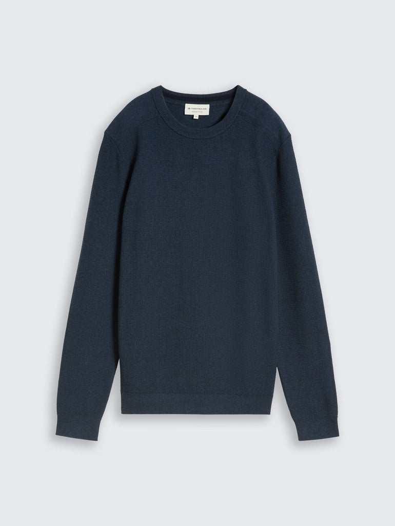 1053187 TOM TAILOR men - Strickpullover aus Baumwolle 41025 mouline blue navy