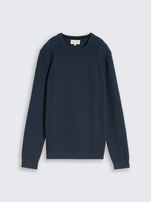 1053187 TOM TAILOR men - Strickpullover aus Baumwolle 41025 mouline blue navy