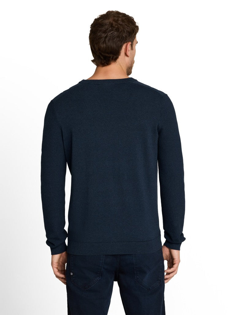 1053187 TOM TAILOR men - Strickpullover aus Baumwolle 41025 mouline blue navy