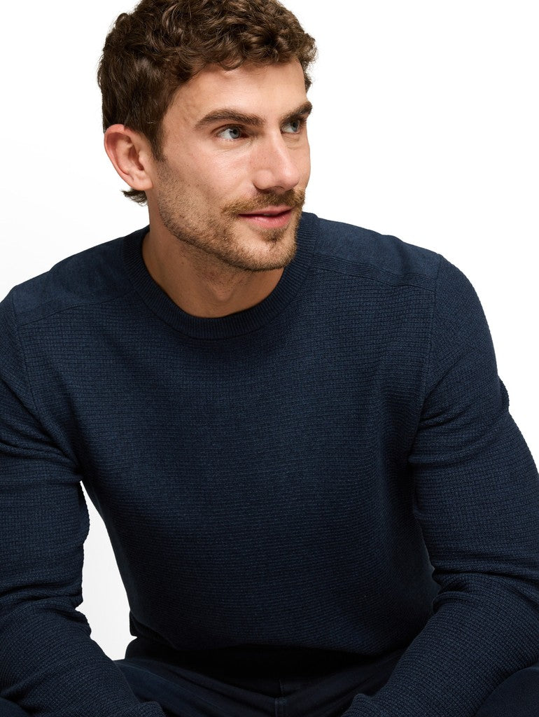 1053187 TOM TAILOR men - Strickpullover aus Baumwolle 41025 mouline blue navy