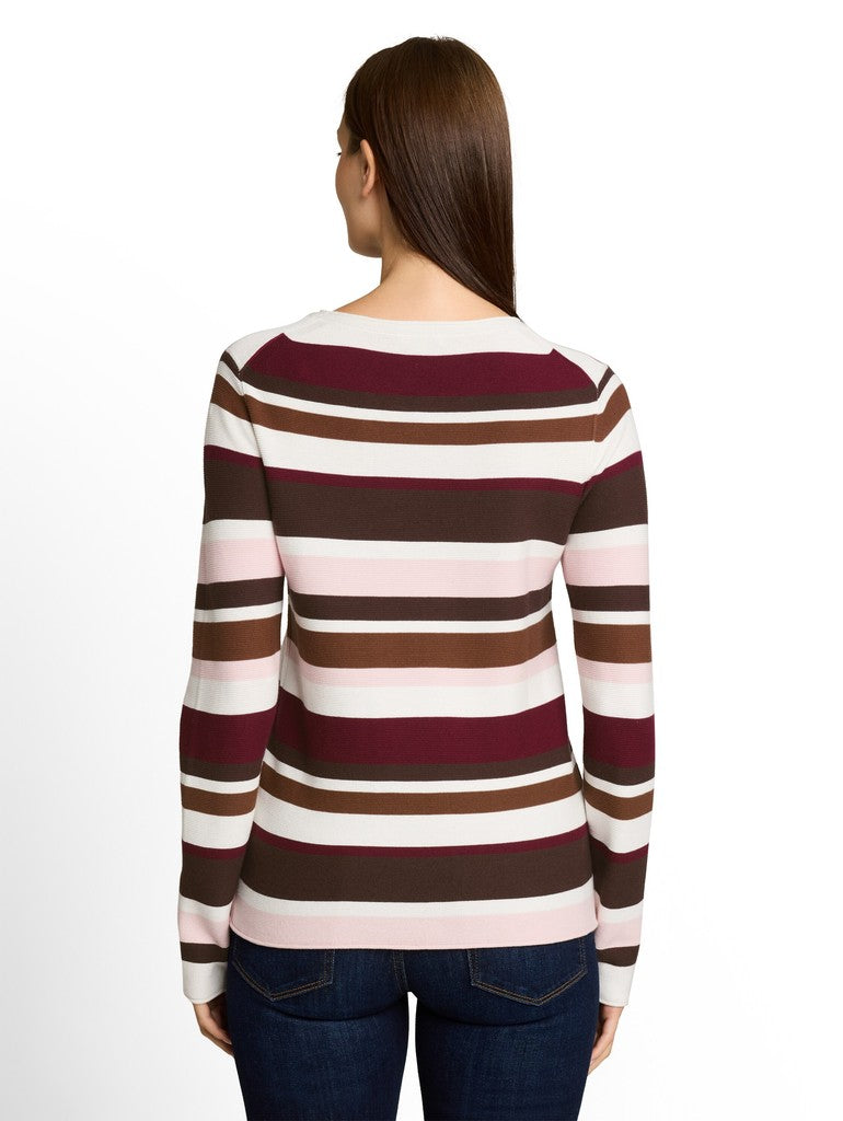 1052023 TOM TAILOR wmn - Strickpullover aus Baumwolle 41158 camel brown red stripe