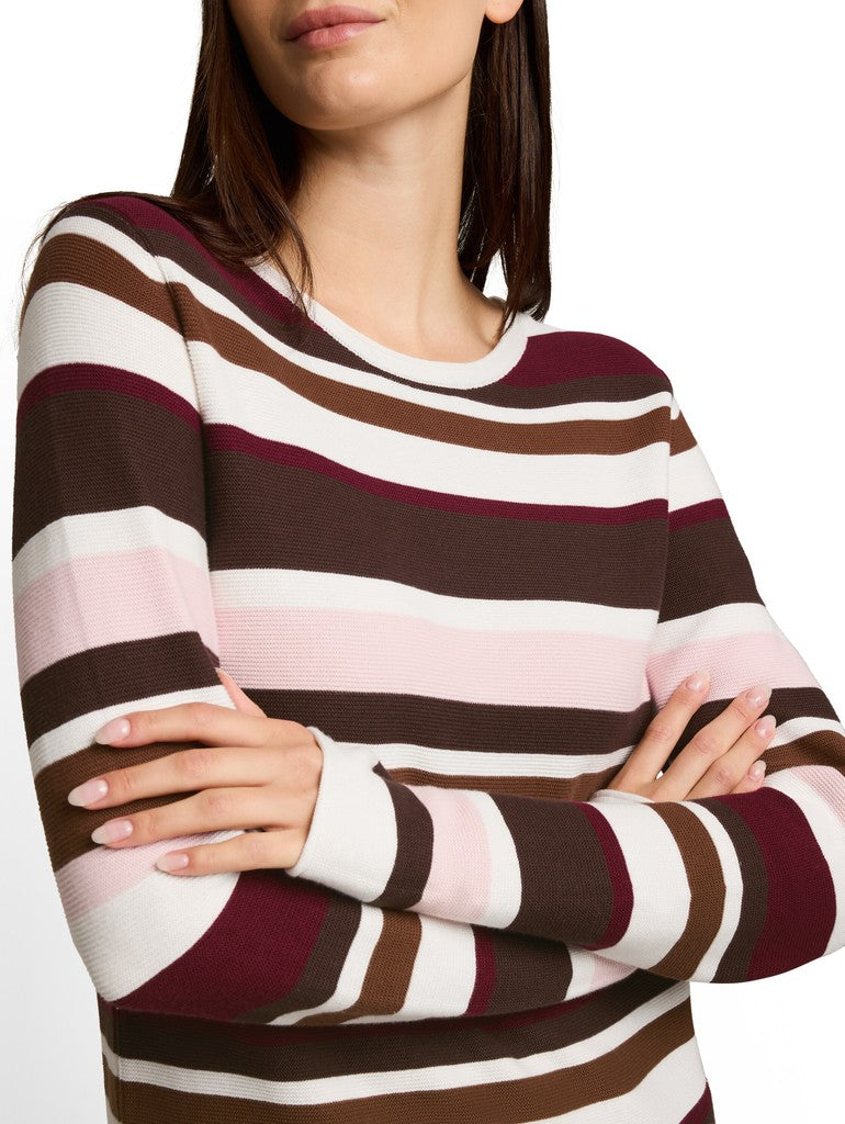 1052023 TOM TAILOR wmn - Strickpullover aus Baumwolle 41158 camel brown red stripe